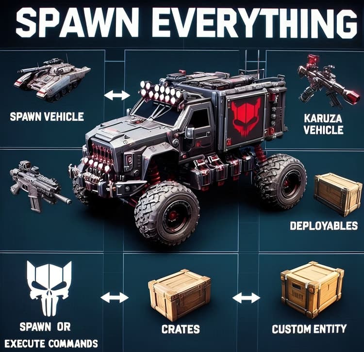 Spawn Everything - Spawn all entity, Bases, Item, Deploy Nature, loot, Pickup Entity, Pickup Vehicles